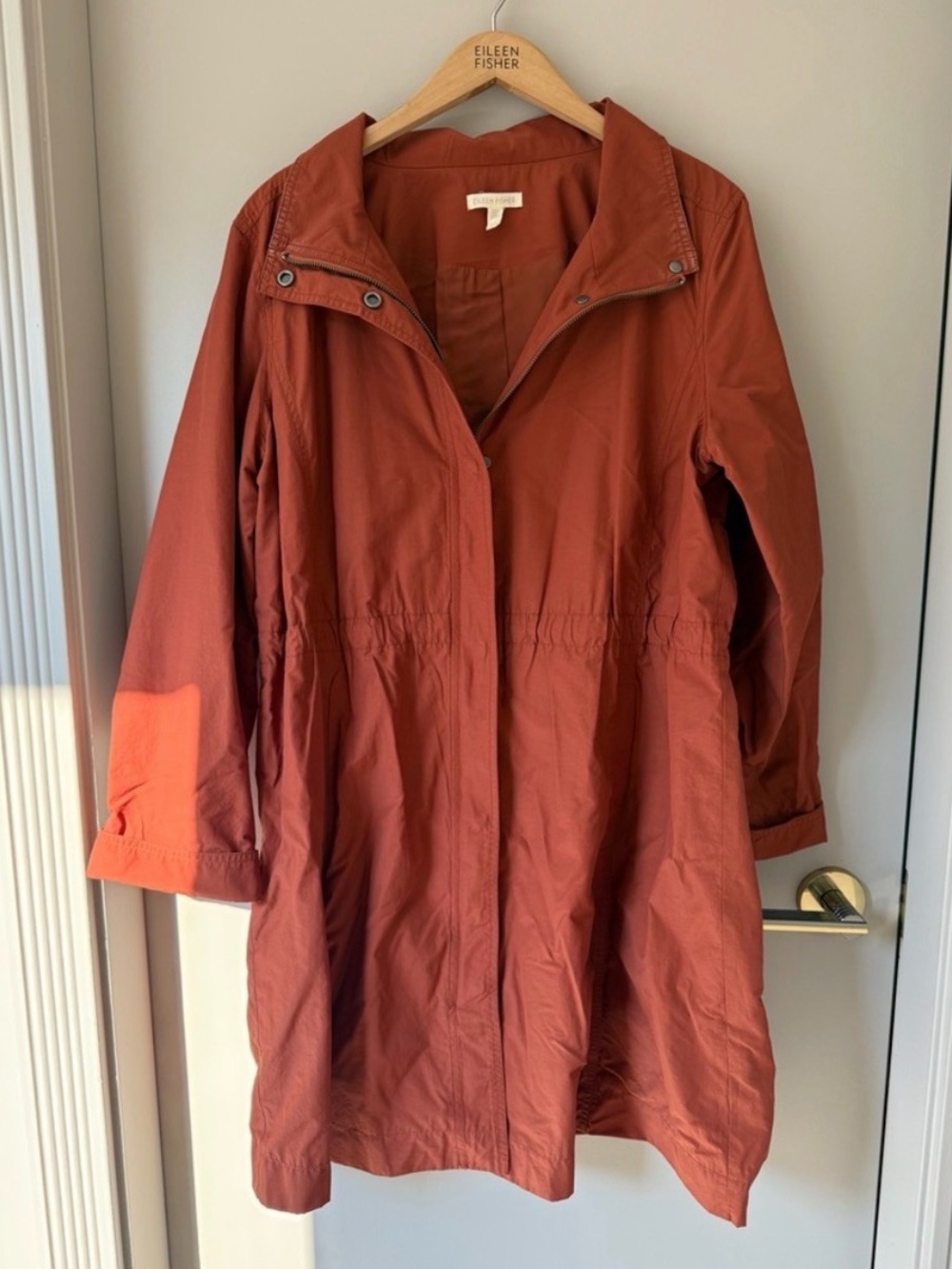 Eileen Fisher Rust Orange Lightweight Coat